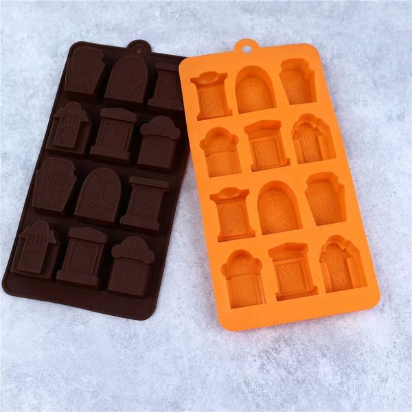 Halloween Tombstone Chocolate Mold Candy Cube Silicone Mold DIY Resin Clay Mold Cake Decoration Tool Pastry Baking Plate M250106