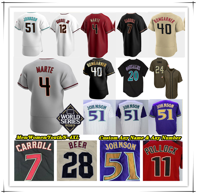 2023 WS World Series Baseball Jersey Dbacks Evan Longoria Geraldo Perdomo Emmanuel Rivera Zac Gallen Merrill Kelly Brandon Pfaadt Seth Beer Jake McC