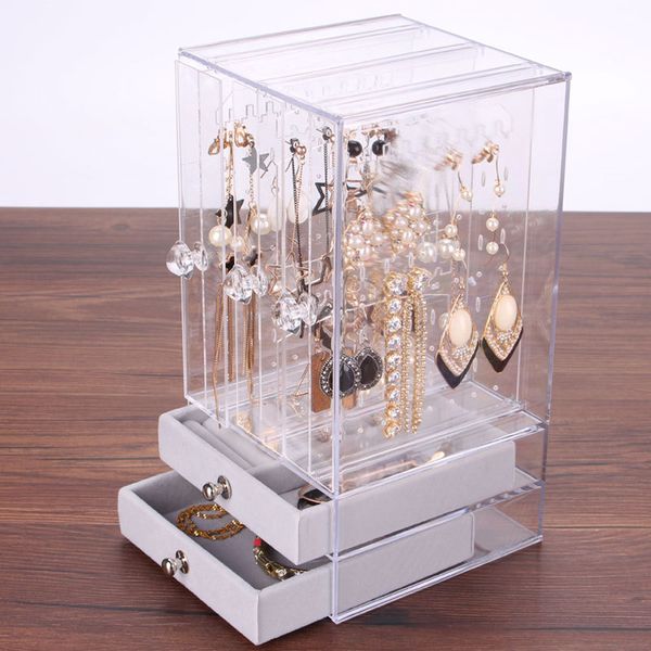Earrings box earrings transparent acrylic jewellery storage box plastic earrings finishing storage box jewellery display stand