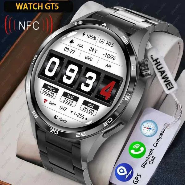 Smartwatch For WATCH 5 PRO Smart Watch Men GT5 Pro AMOLED HD Sn Call GPS NFC Heart rate Waterproof SmartWatch 2024 New Z241026