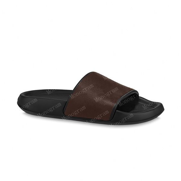 2023 slipper mens slippers sandals men slides waterfront mule brown flower leather sandal womens flip flops mens shoes 36-45 with orange box