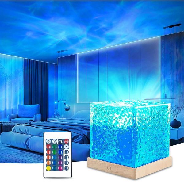 LED Strips Northern Lights Cube Lamp Ocean Wave Lamp Water Projector Light Luminorthe Cube Lamp lumena Lights Cube Bedroom Decor 16 Colors S
