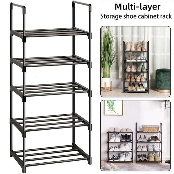 Storage Holders Multi-layer Simple Shoe Rack DIY Assembled Footwear Living Room Space Saving Shoes Organizer Stand Holder Black Shoe Shelf