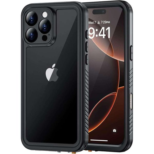 Waterproof Dustproof P68 3 Shockproof Cases with Built-in Screen Protector, Full Body Heavy Duty Red Phone Cover for iPhone 16 Pro Max - 6.9