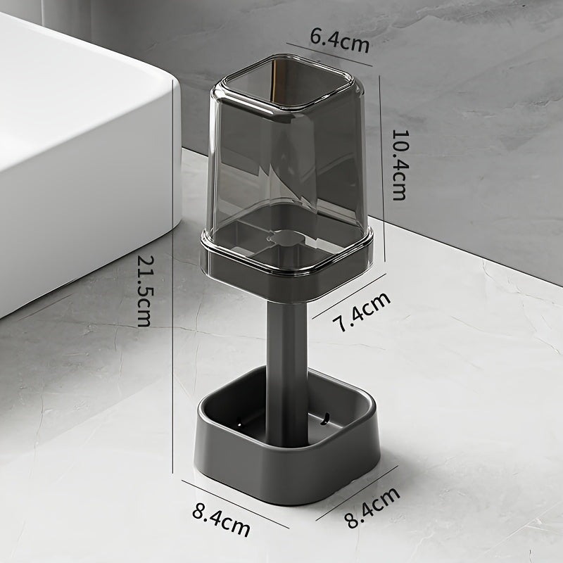 TEMU 1pc Toothbrush Holder With Lid, 3-slot Design, Includes Cup Storage And Razor Organizer – Multicolor Bathroom Accessory For Shaving & ,