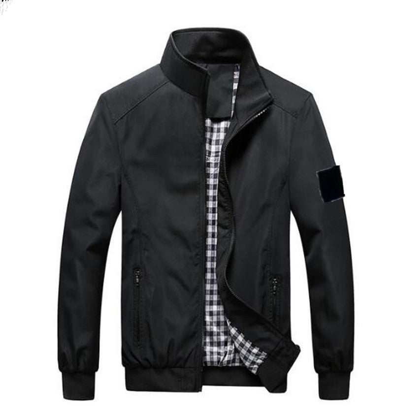 25ss stones jacket islands cargo jumper Brand men&#039;s spring and autumn outdoor casual men&#039;s loose stand collar pilot jacket retro plaid sol