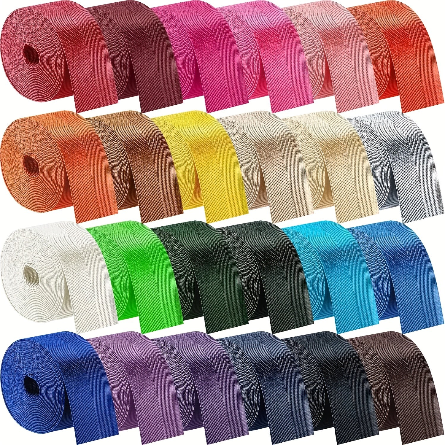 TEMU 24 Rolls Nylon Webbing 1 Inch 1.5 Inch Wide Heavyweight Nylon Strap 3.3 Yard 24 Colors Webbing Strap Diy Crafting Gear Repair, Pet Collars, ,