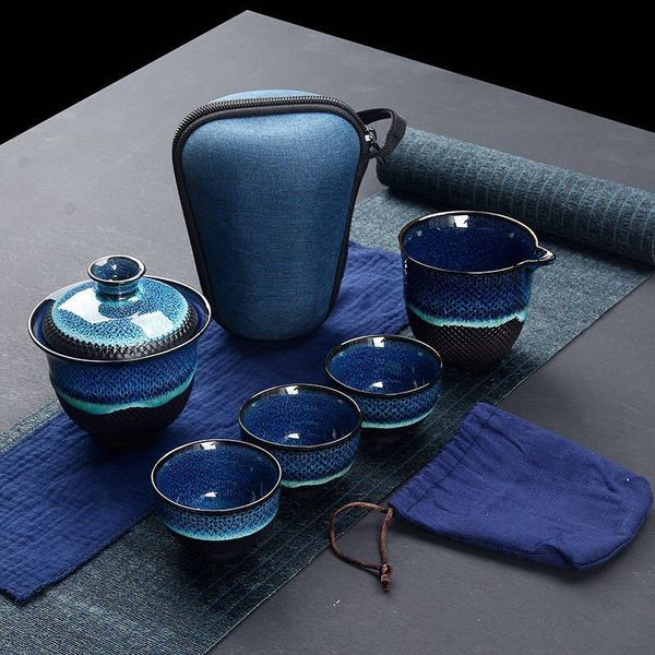Wine Glasses Chinese Kung Fu Travel Tea Set Ceramic Glaze Teapot Teacup Gaiwan Porcelain Teaset Kettles Teaware Sets Drinkware Ceremony 2307