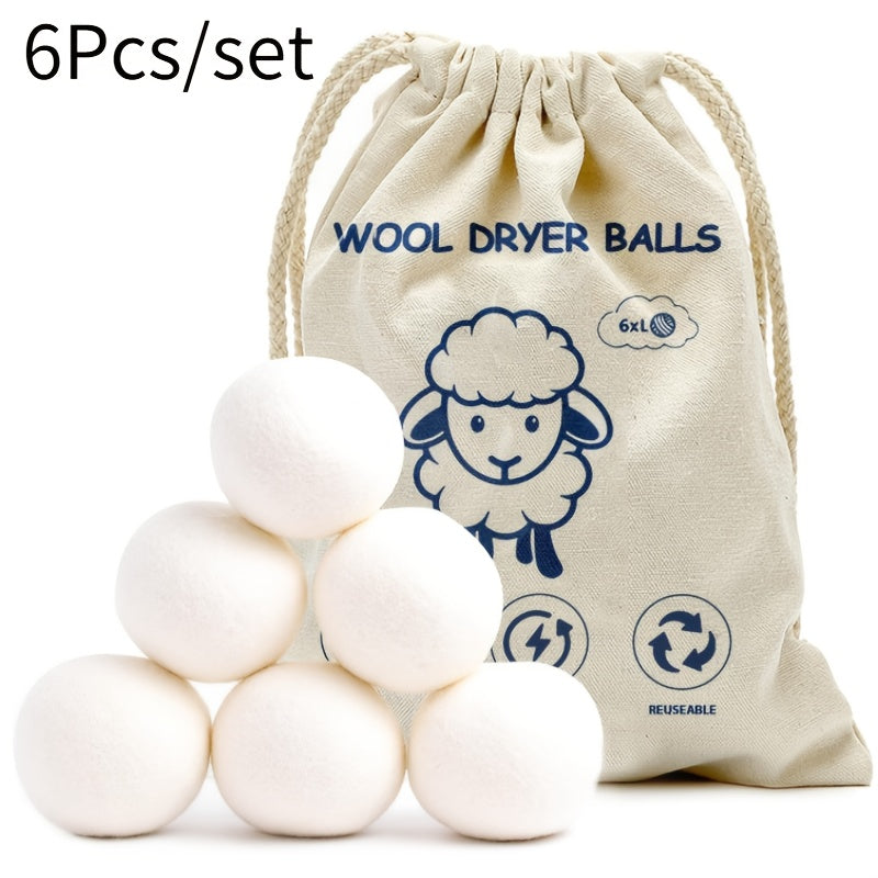 TEMU 6pcs-set Pure Wool Dryer Balls To Soften Clothes And Fabrics, Make Clothes , Reduce Wrinkles, Eliminate Odor And Static Electricity