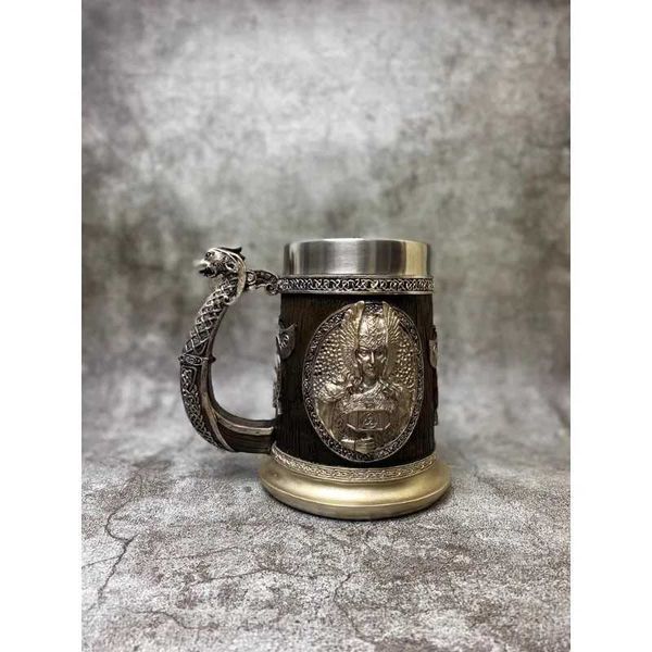 Quanyou Creative Viking Age Mug Large Capacity Stainless Steel Inner Tank Beer Mug Casual Personalized Household Water MugM240803