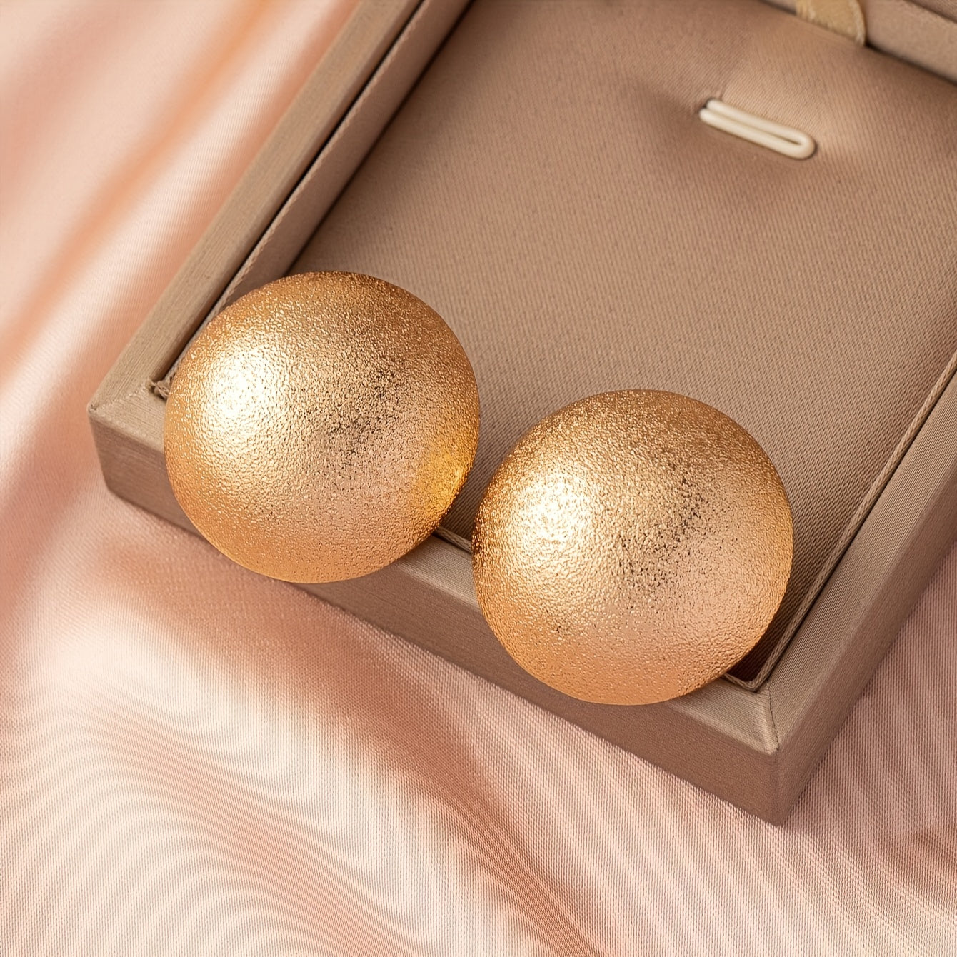 TEMU Pair Of Chic Vintage Golden Matte Round Stud Earrings For Women – Retro Bohemian Style, Alloy Jewelry For Casual Attire Or Gifting