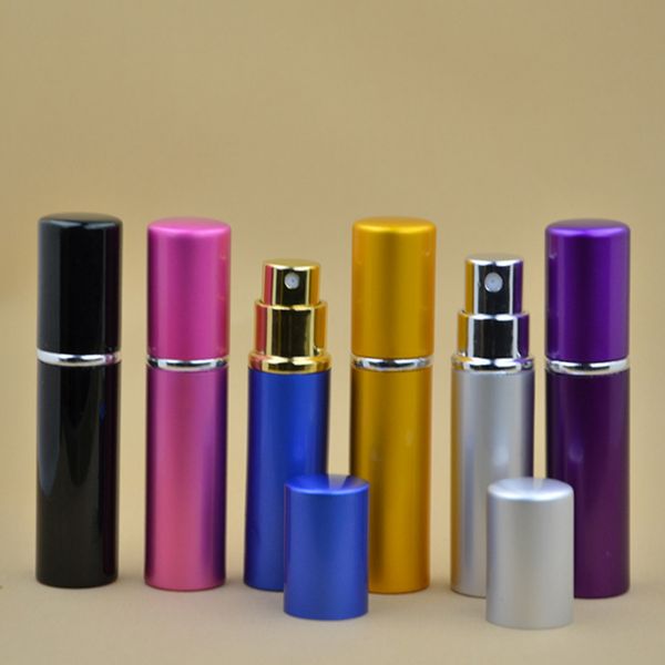 Wholesale 7 Colors 5ml Travel Smooth Aluminium Perfume Bottles 5CC Refillable Perfume Atomizer Tubes fragrance Gass Spray Home Fragrances Pa
