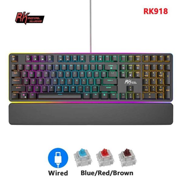 RK ROYAL KLUDGE RK918 Wired Mechanical Keyboard 108 Keys 100% RGB Backlit Gaming Keyboard with Large LED Sorrounding Side LampM240715