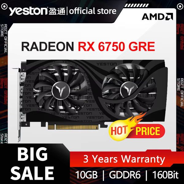 YESTON RADEON AMD RX 6750 GDDR6 GRE 10G D6 Graphics Card 160bit rx6750 AMD Graphic Card for PC Gaming