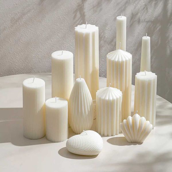 18 Nordic art aromatherapy candles Instagram explosion handmade lines white geometric creative modeling candlesC241214