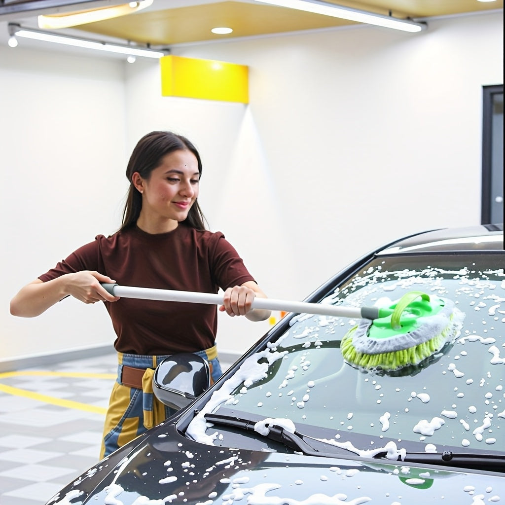 TEMU 1pc Proclean Extendable Car Wash Brush With Long Handle - High-efficiency Detailing Tool For Exterior Coverage, No Power Required, Durable For ,