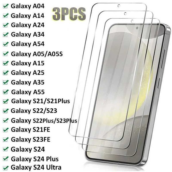Cell Phone Screen Protectors 3PCS Tempered Glass for Samsung A54 A34 A24 A14 A04 A15 A05S A25 A35 A55 Screen Protector for Samsung S24 Ultra