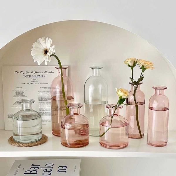 Vases Nordic Transparent Vases for Plant Bottle Flower Pot Hydroponic Terrarium Arrangement Creative Flower Table Vase Home Decor H250116