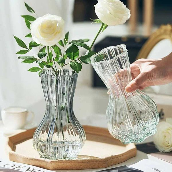 Vases Transparent Glass Vase Nordic Flower Vases Ins Plants Bottle Flower Arrangement for Home Office Living Room Desktop Decoration H250116