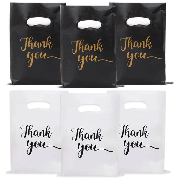 100pcs Thank You Gift Bags Plastic Candy Cookie Packaging Bag for Wedding Birthday Party Favors Small Business Supplies