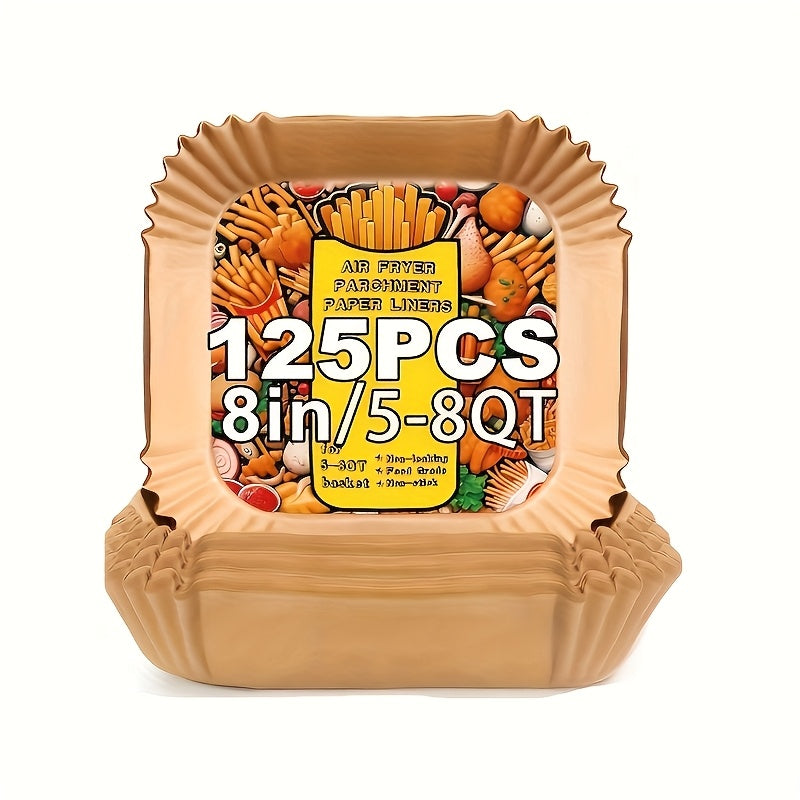 TEMU 125 Sheets Air Fryer Liners - , Heat Resistant Up To 450°f-482°f, Oven, Deep Fryer, Microwave, Grill Compatible - With Wave Edges For Oil-free