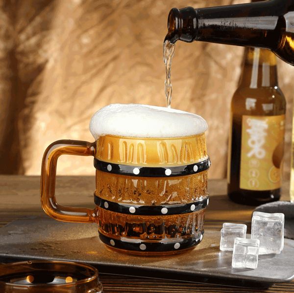 The latest 16oz wooden barrel glass coffee Mark Cup beer glass, many style choices, support customization of any logo