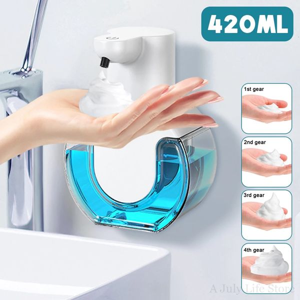 Liquid Soap Dispenser 420ML Automatic Foam Soap Dispenser Smart Washing Hand Soap and Shampoo Gel Dispensers Wall Mounted Liquid Sensor Soap