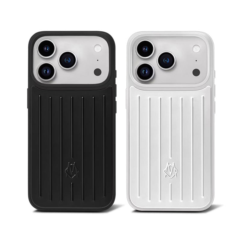 RIM Silver Phone Case Suitcase Designer iPhone Case for Apple iPhone 17 Pro Max 16 15 14 13 Polycarbonate Aluminum Alloy MagSafe Cover Coque Funda T