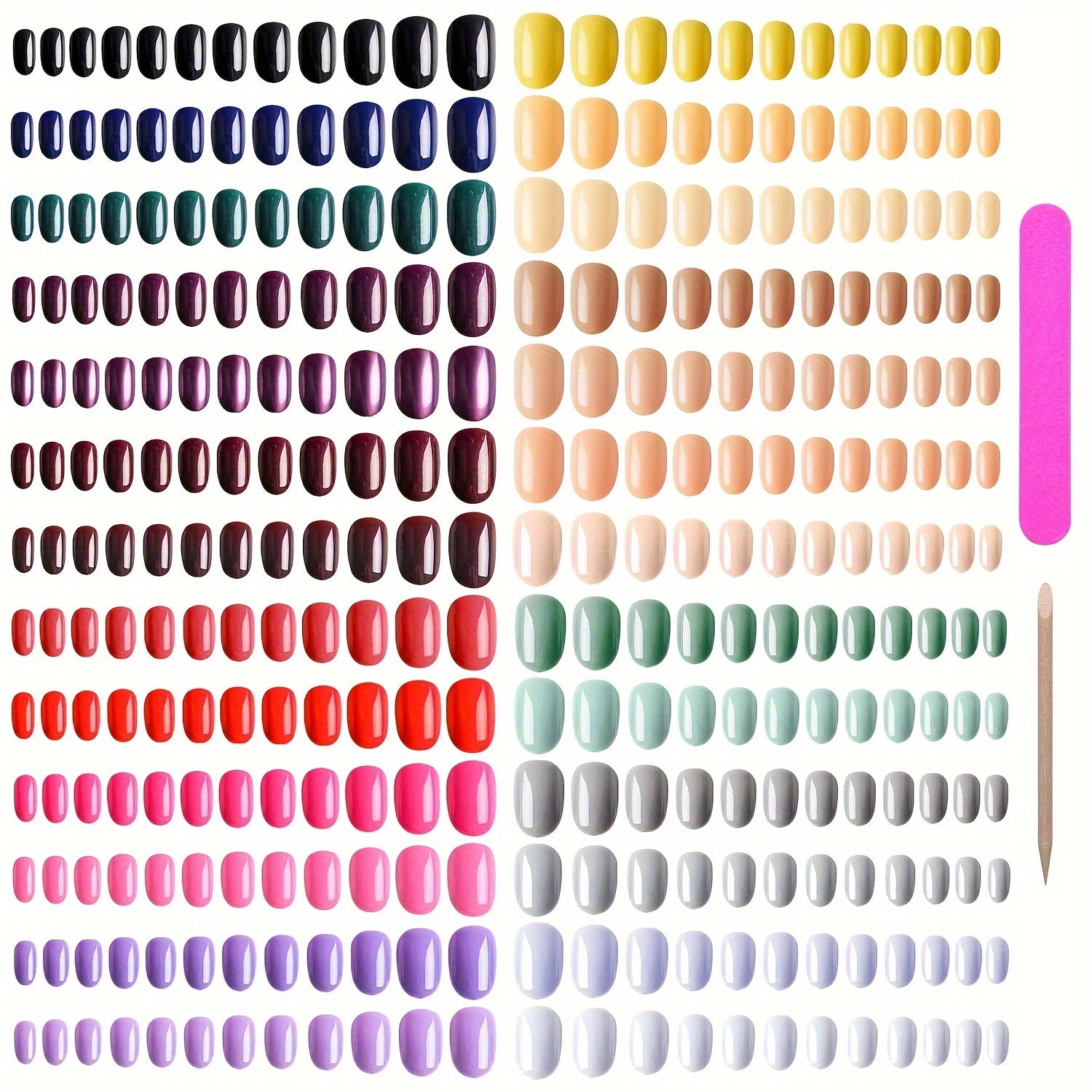 TEMU Ebanku 960pcs Short Colorful False Nails For Women Oval Press On Nails Glossy Acrylic Full Cover Artificial Fake Nail Tips With Nail File Nail