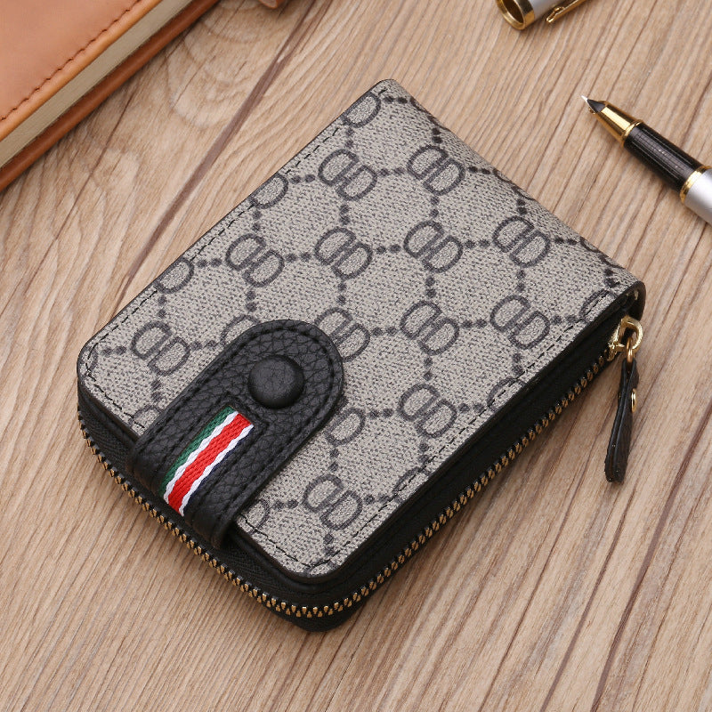 Free Shipping Designer Luxury Women&#039;s Zipper Card Holder European And American Fashion Vintage Flower Wallet Short Handbag Casual Coin Bag