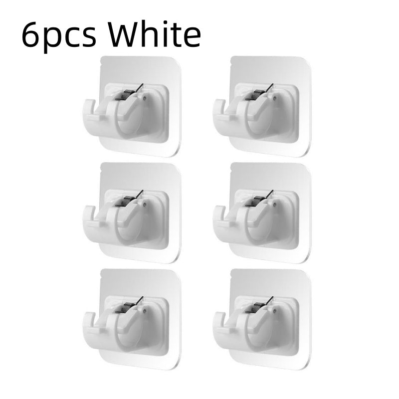 TEMU 6pcs Adjustable Curtain Rod Clip, For Rv, Self Adhesive Clamp Hook Curtain Rod Holder Wall Bracket Holder Nail-free Wall Hanging Clip