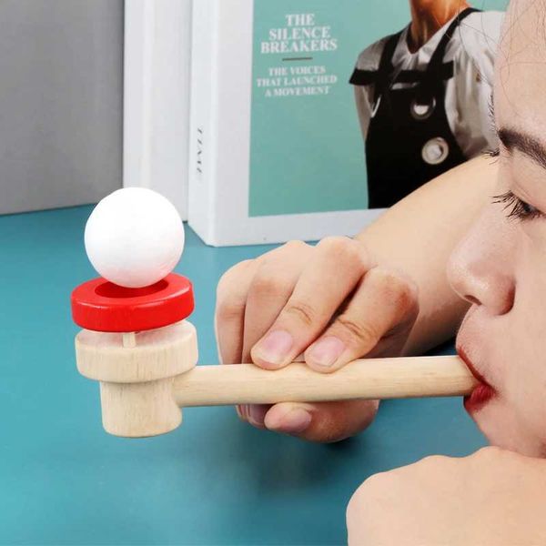 Wooden Floating Blow Ball Toys 3-6 Children Training Lung Capacity Blowing Pipe Ball Educational Games Kids Balance Blowing ToysC250121