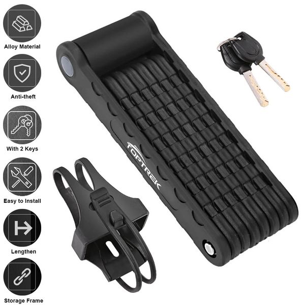 Bloqueio de bicicleta Toptrek trava de bicicleta dobrável MTB ROAD FELHA LOCK High Segurança Anti-roubo Scooter Ecreto Acessórios de bicicle