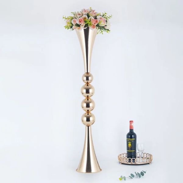 Gold Vases Metal Wedding Centerpieces Event Flower Road Lead Home Hotel Decoration 10 PCS- Lot
