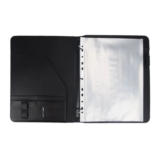 wholesale A4 Vegetarian Leather 3 Ring Portfolio Binder Business Padfolio with Notebook Pad for Interview 240329