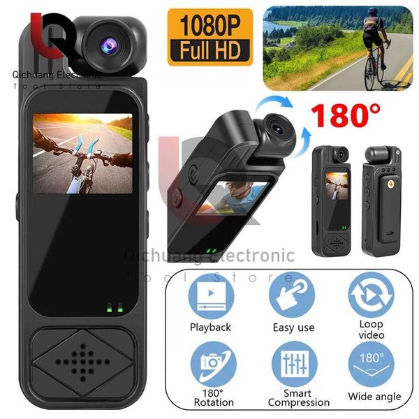 Sports Action Video Cameras Mini Body Camera 1080P HD Sports CameraRotatable Night Vision Digital Video Recorder 1.3inch Bodycam Police Came