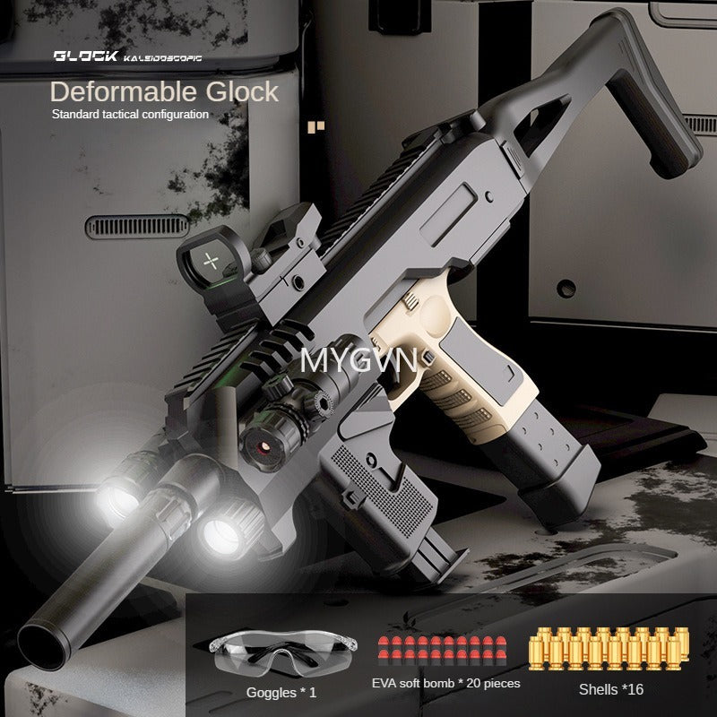 Shell Ejected Soft Bullet Gun Deformable Double Shape DIY Manual Launcher Flashlight Handle Silencer Accessories Outdoor Game Toy Gun