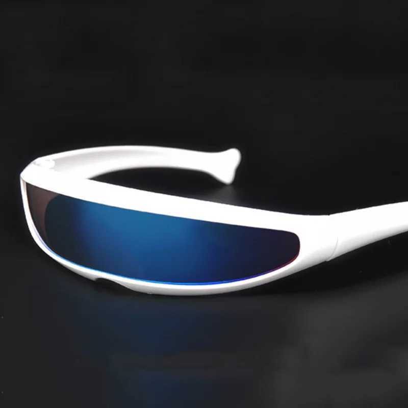 New Futuristic Narrow Cyclops Sunglasses Laser Eyeglasses UV400 Personality Mirrored Lens Costume Eyewear Men Sunglasses V250524