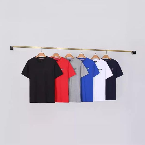 College Wind Round Collar Pullover Mens T-Shirts Outdoor Single Hilfigers Mens Loose Solid Color Embroidered Letter Hoodie Round Neck Casual