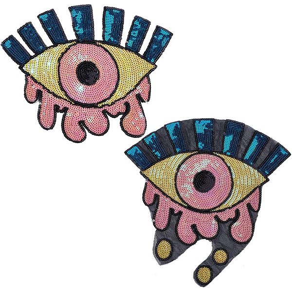 2 toppa in tessuto con paillettes da stirare-cucire in 2 stili