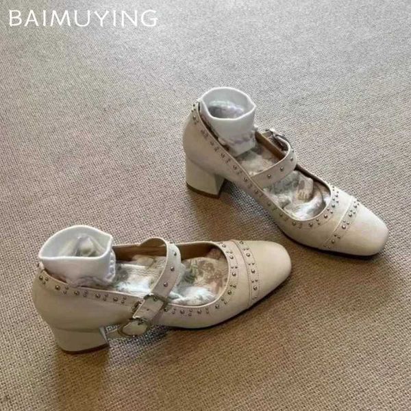 High Heels Women Mary Jane Shoes Retro Designer Leather Shoes Woman 2024 Trend Fashion Autumn New Dress Party Pumps Sandals C241115