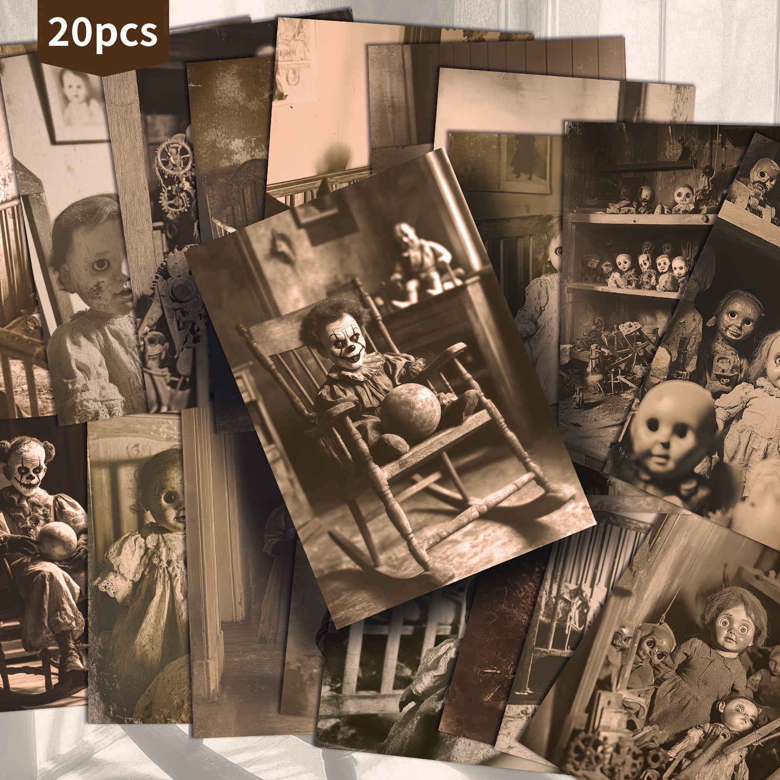 TEMU 20 Pack Asstss Vintage Haunted House Postcards - 4x6 Inch Spooky Pinup Illustrations, Classic Junk Journal Paper For Scrapbooking & Crafting,