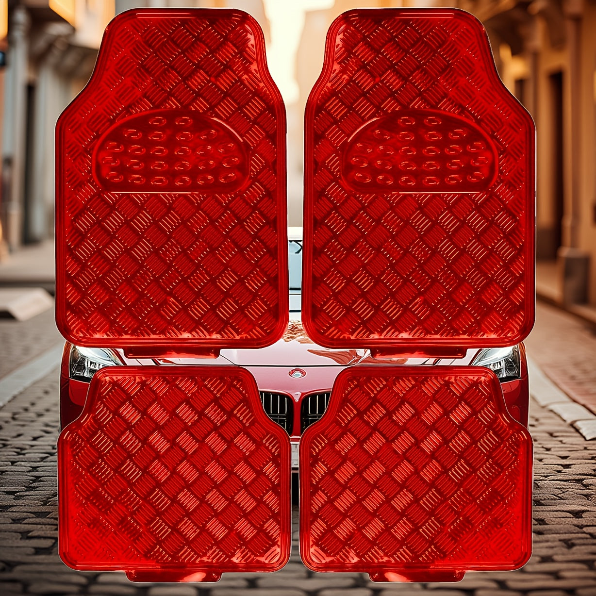 TEMU 4pcs Set Suitable For Car Floor Mats - Waterproof, Dustproof, Easy To Clean, Suitable For Suvs And Trucks, Complete Set Of Car Floor Mats