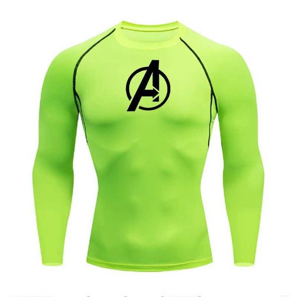 Men&#039;s T-Shirts Mens Sports Rashgard Long Sleves T-shirt Printed Compression Mens Running Shirt MMA Exercise Fitness Fast Drying T-shirt