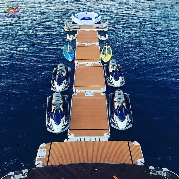 Leisure time Drop Stitch Customized Water Mat Air Island Deck Raft Inflatable Platform Yacht Floating Jet Ski Pontoon Dock