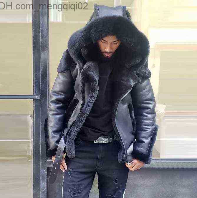 Men&#039;s Jackets New Men Plus Size Winter Jacket Faux Fur Coat Fur Collar and Long Sleeves Wool Liner Casual Zipper Mens Jackets and Coats Z230711