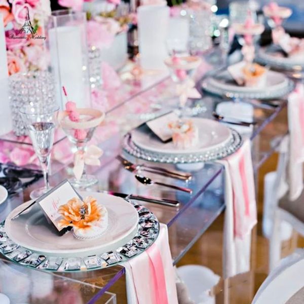 New Sier Acrylic Charger Dinner Glass Round Dishes Plates With Dia Beads Saucer 30Cm 0302