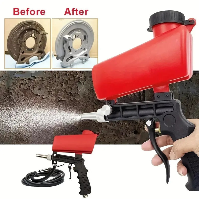 TEMU Sand Blasters, Gun Kit For Air Compressor, Handheld Pneumatic Sandblaster Carbon Steel Small 90psi Gun Set Spray Gun Blasting Machine With
