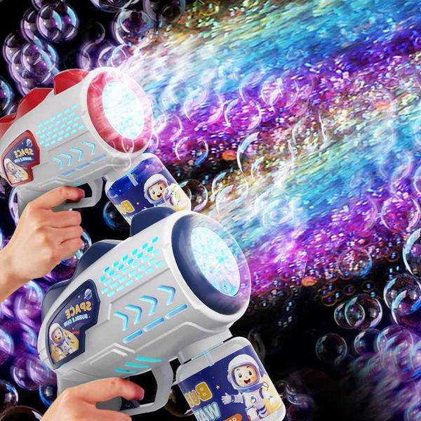 Astronaut electric bubble gun childrens toy bubble machine with light automatic soap hair dryer summer outdoor party games childrens giftsW2