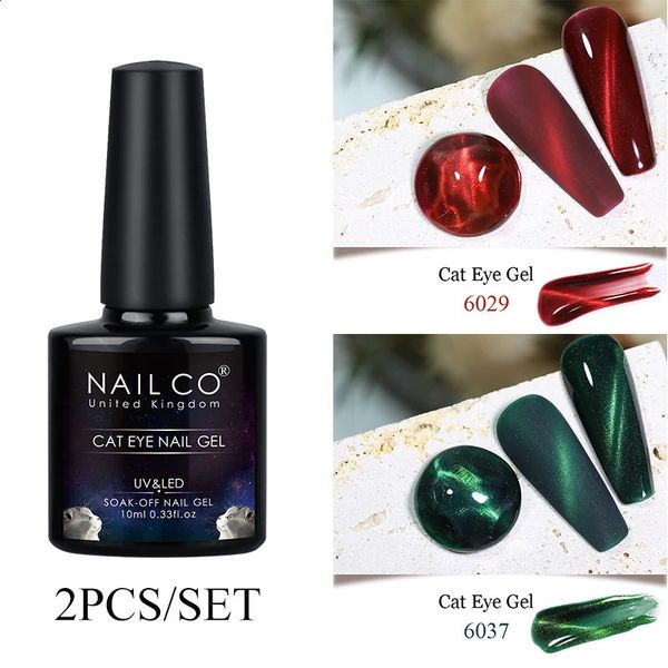 NAILCO 2 pieces-set cats eye gel polishing transparent crystal magnetic nail polish UV gel nail art Vernis soap semi permanent varnish 24100